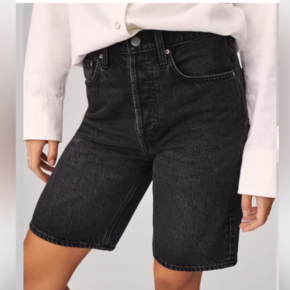 Denim Forum The Joni Loose Bermuda Short Woman 24 Black Streetwear Preppy 90s - Picture 2 of 15